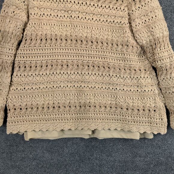 Dana Buchman Crocheted Pullover Sweater Built in Tank Sz XL Brown Boho - Picture 9 of 12